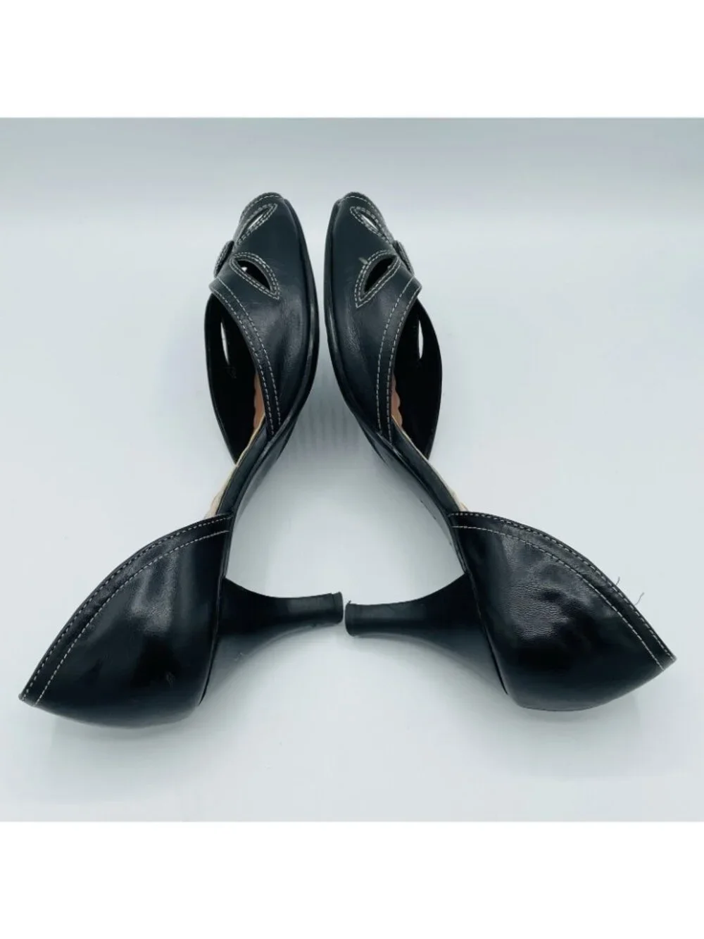 Liz Claiborne Shoes Women Size 9 M Black Leather Giselle Heels Slip On D'Orsay
